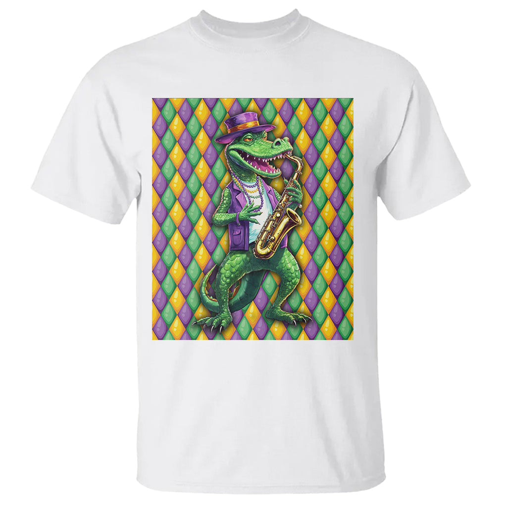 Mardi Gras Funny Alligator Crocodiles Jester Fat Tuesday New Orleans T Shirt TS09 White Printyourwear