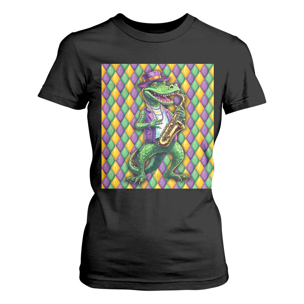 Mardi Gras Funny Alligator Crocodiles Jester Fat Tuesday New Orleans T Shirt For Women TS09 Black Print Your Wear