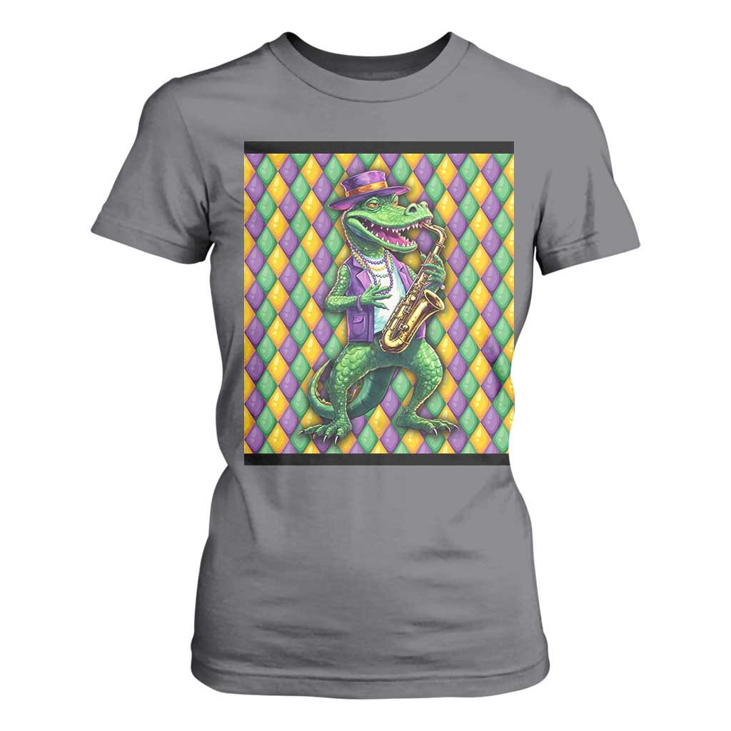 Mardi Gras Funny Alligator Crocodiles Jester Fat Tuesday New Orleans T Shirt For Women TS09 Charcoal Print Your Wear