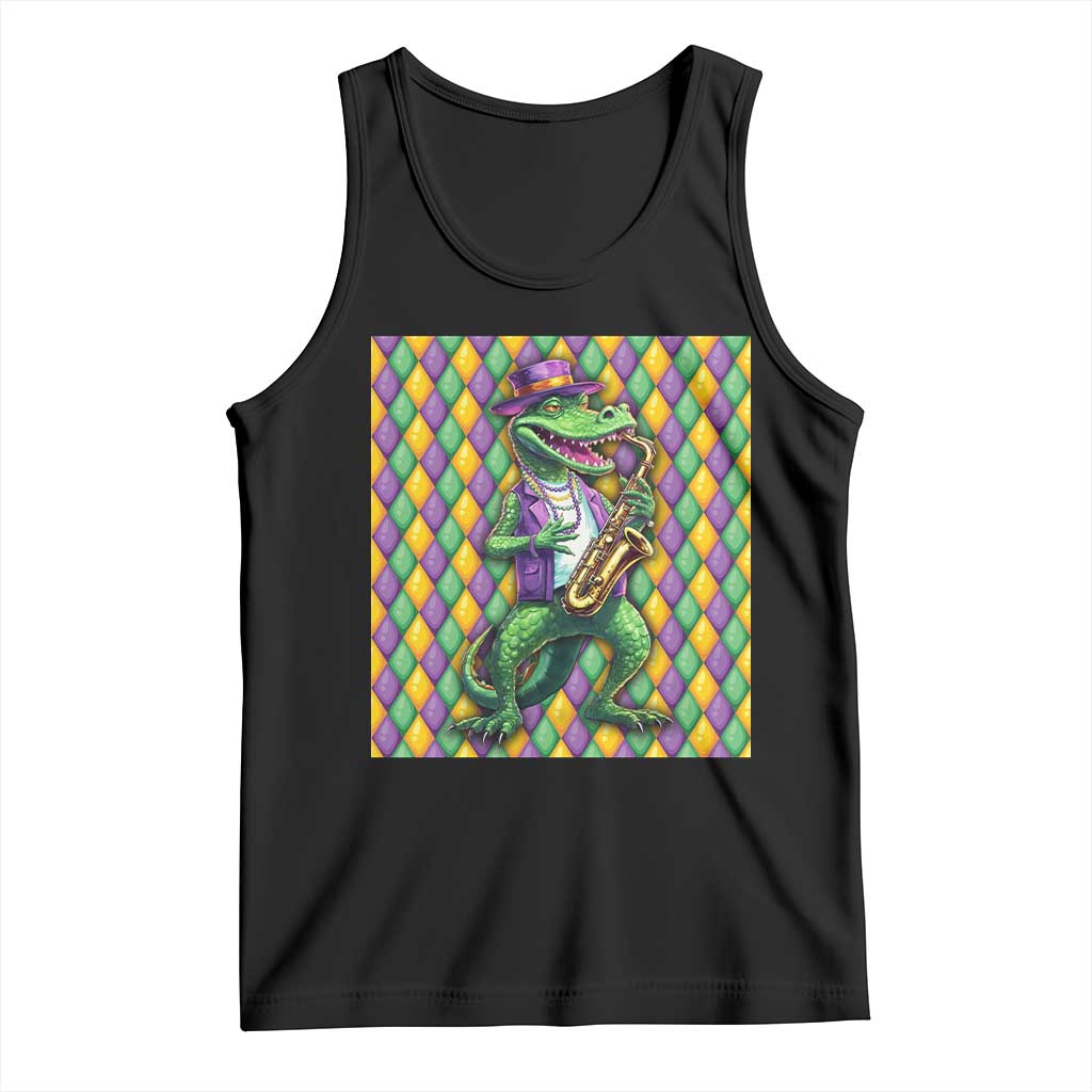 Mardi Gras Funny Alligator Crocodiles Jester Fat Tuesday New Orleans Tank Top TS09 Black Print Your Wear