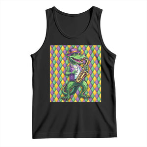 Mardi Gras Funny Alligator Crocodiles Jester Fat Tuesday New Orleans Tank Top TS09 Black Print Your Wear