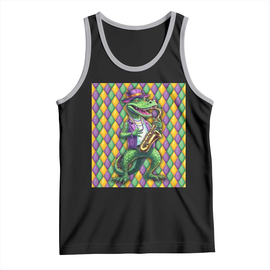 Mardi Gras Funny Alligator Crocodiles Jester Fat Tuesday New Orleans Tank Top TS09 Black Athletic Heather Print Your Wear