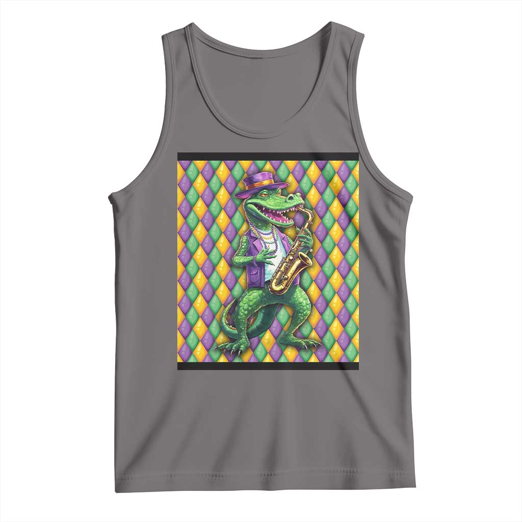 Mardi Gras Funny Alligator Crocodiles Jester Fat Tuesday New Orleans Tank Top TS09 Deep Heather Print Your Wear