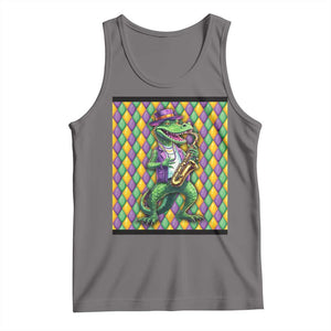 Mardi Gras Funny Alligator Crocodiles Jester Fat Tuesday New Orleans Tank Top TS09 Deep Heather Print Your Wear