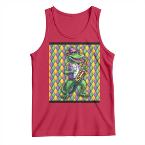 Mardi Gras Funny Alligator Crocodiles Jester Fat Tuesday New Orleans Tank Top TS09 Red Print Your Wear