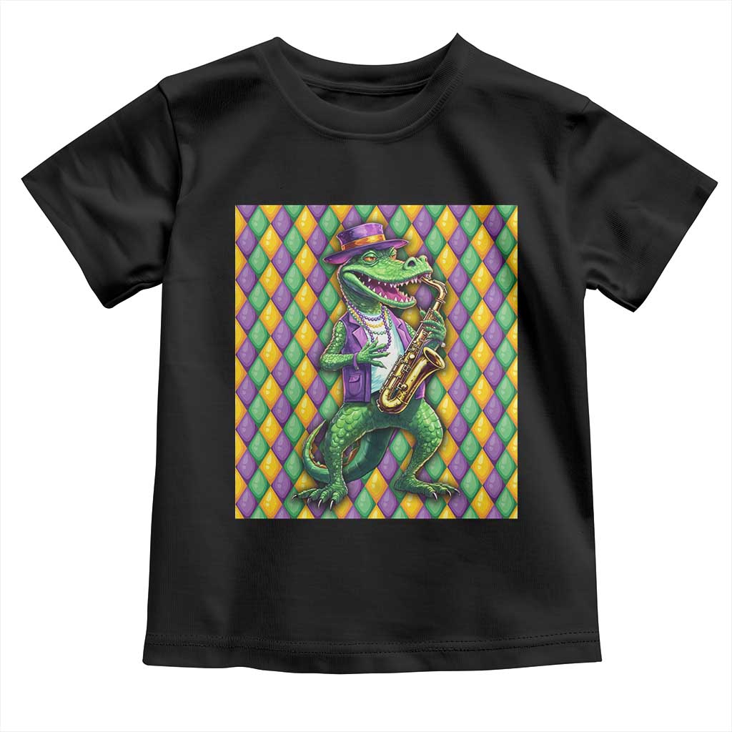 Mardi Gras Funny Alligator Crocodiles Jester Fat Tuesday New Orleans Toddler T Shirt TS09 Black Print Your Wear