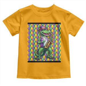 Mardi Gras Funny Alligator Crocodiles Jester Fat Tuesday New Orleans Toddler T Shirt TS09 Gold Print Your Wear