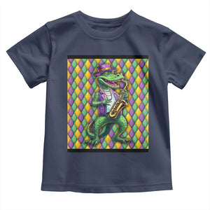 Mardi Gras Funny Alligator Crocodiles Jester Fat Tuesday New Orleans Toddler T Shirt TS09 Navy Print Your Wear