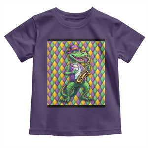 Mardi Gras Funny Alligator Crocodiles Jester Fat Tuesday New Orleans Toddler T Shirt TS09 Purple Print Your Wear