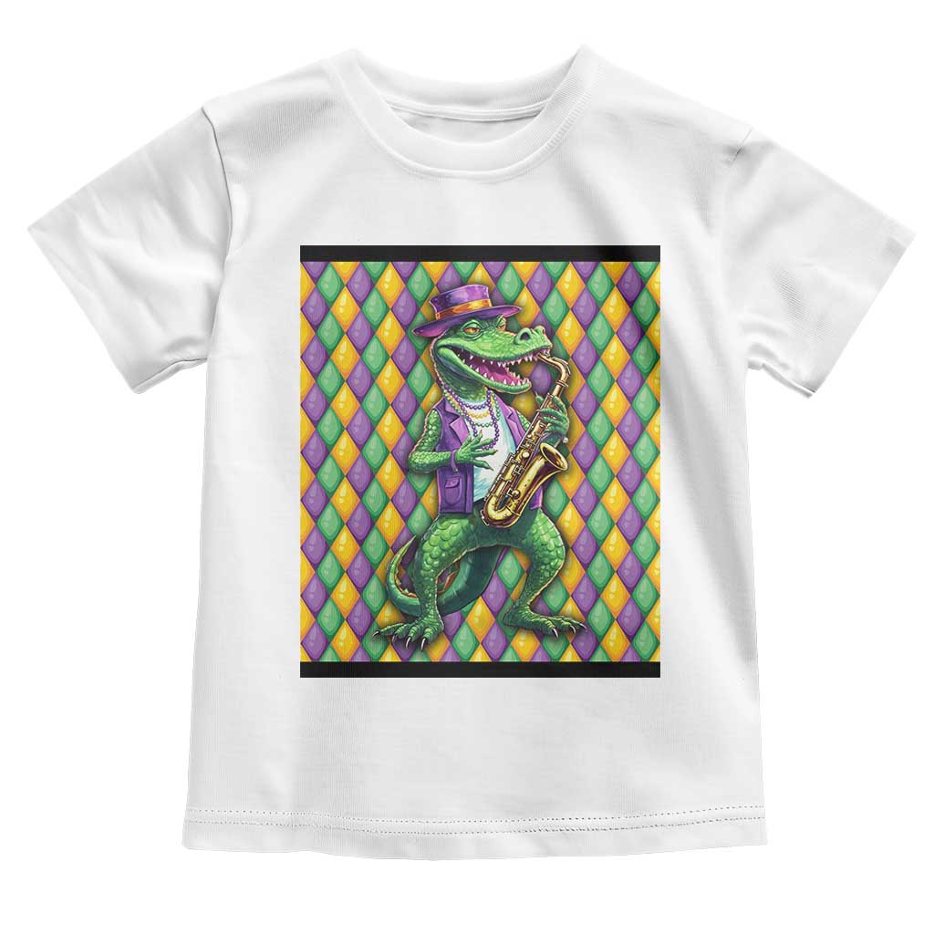 Mardi Gras Funny Alligator Crocodiles Jester Fat Tuesday New Orleans Toddler T Shirt TS09 White Print Your Wear