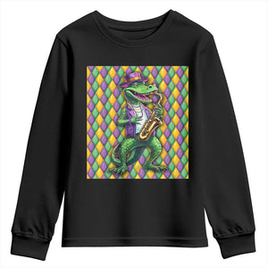 Mardi Gras Funny Alligator Crocodiles Jester Fat Tuesday New Orleans Youth Sweatshirt TS09 Black Print Your Wear