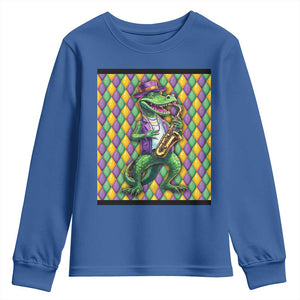 Mardi Gras Funny Alligator Crocodiles Jester Fat Tuesday New Orleans Youth Sweatshirt TS09 Royal Blue Print Your Wear