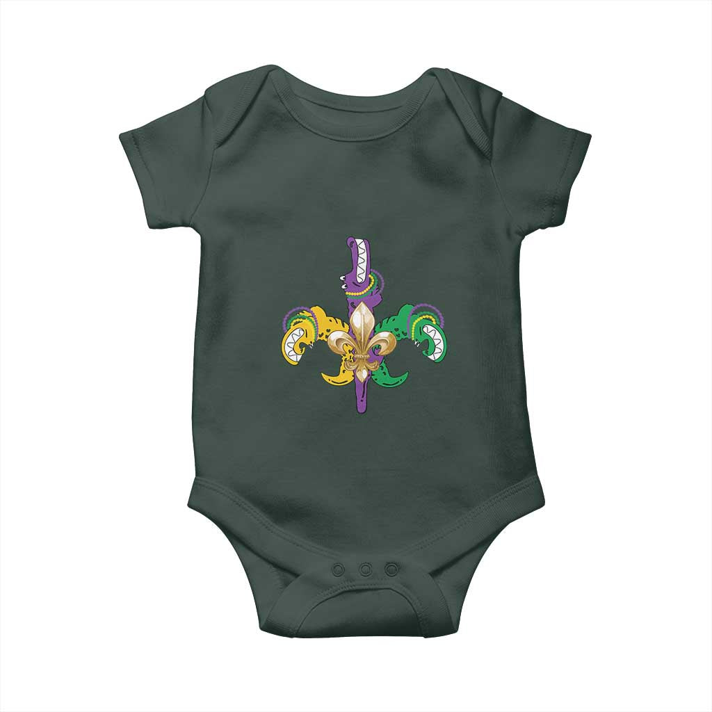 Mardi Gras Alligator Crocodiles Funny Fleur De Lis Baby Onesie TS09 Print Your Wear
