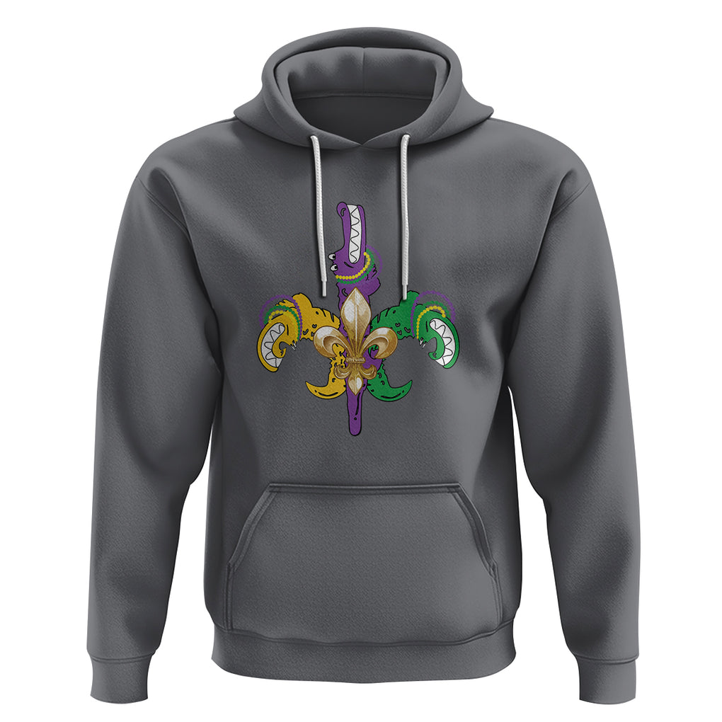 Mardi Gras Alligator Crocodiles Funny Fleur De Lis Hoodie TS09 Charcoal Printyourwear