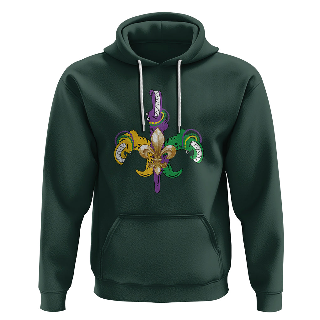 Mardi Gras Alligator Crocodiles Funny Fleur De Lis Hoodie TS09 Dark Forest Green Printyourwear
