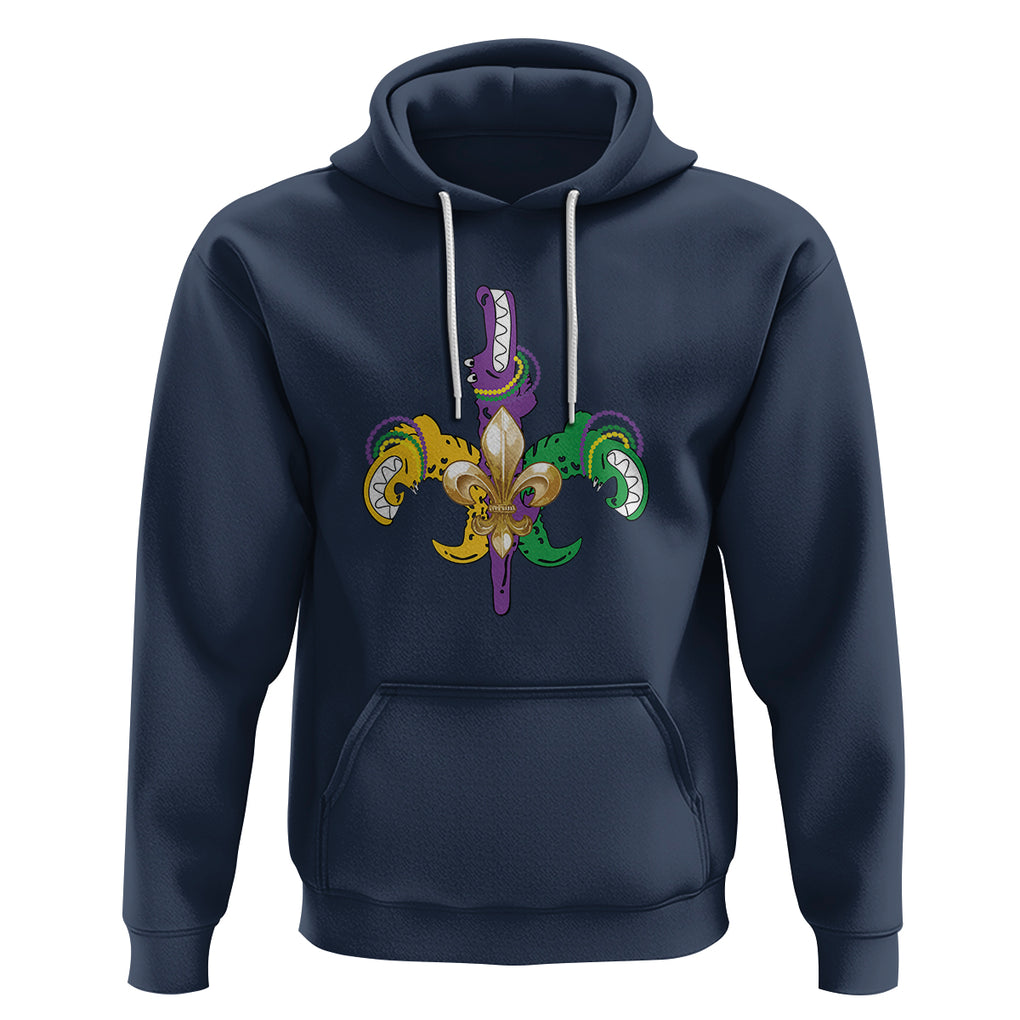 Mardi Gras Alligator Crocodiles Funny Fleur De Lis Hoodie TS09 Navy Printyourwear