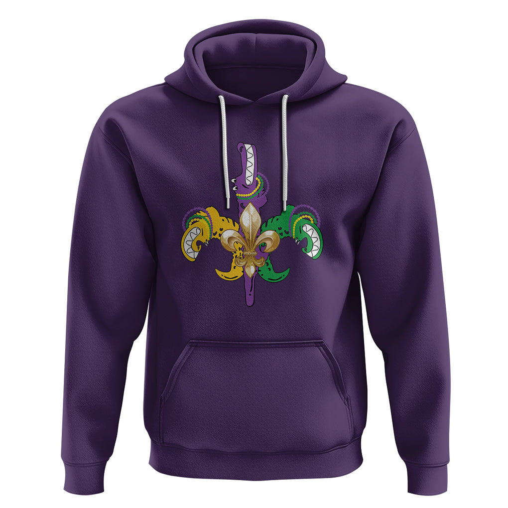 Mardi Gras Alligator Crocodiles Funny Fleur De Lis Hoodie TS09 Purple Printyourwear
