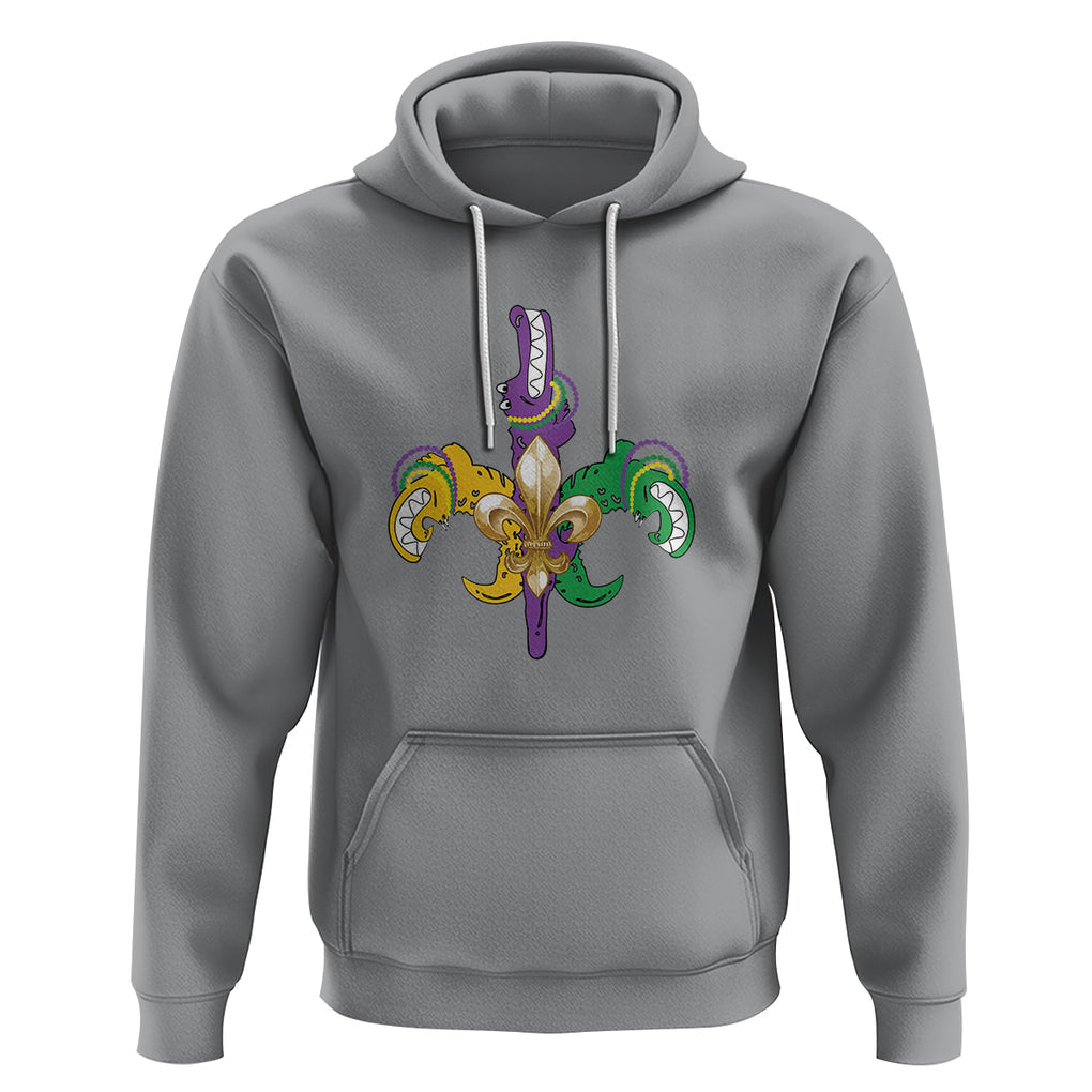Mardi Gras Alligator Crocodiles Funny Fleur De Lis Hoodie TS09 Sport Gray Printyourwear