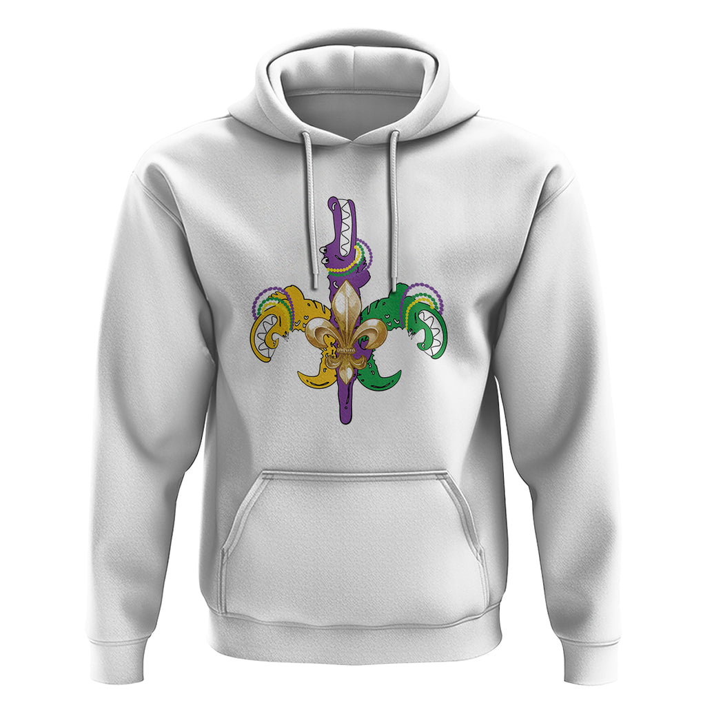 Mardi Gras Alligator Crocodiles Funny Fleur De Lis Hoodie TS09 White Printyourwear