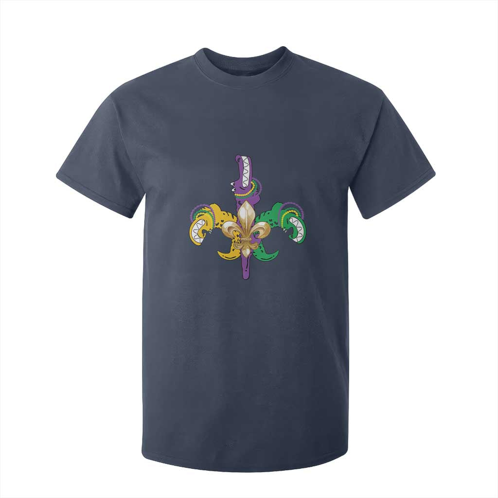 Mardi Gras Alligator Crocodiles Funny Fleur De Lis T Shirt For Kid TS09 Navy Print Your Wear