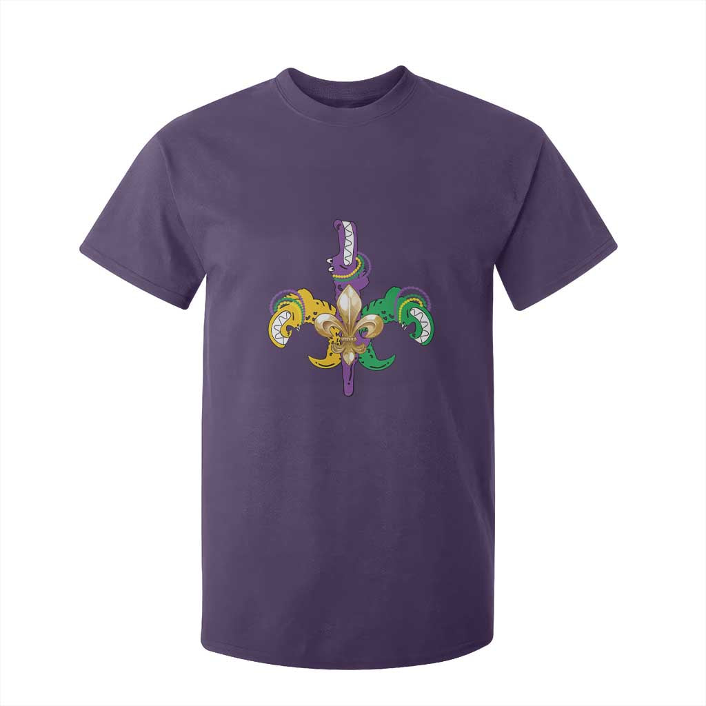Mardi Gras Alligator Crocodiles Funny Fleur De Lis T Shirt For Kid TS09 Purple Print Your Wear