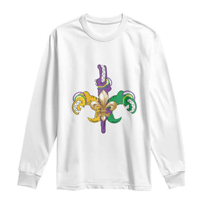 Mardi Gras Alligator Crocodiles Funny Fleur De Lis Long Sleeve Shirt TS09 White Print Your Wear