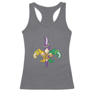 Mardi Gras Alligator Crocodiles Funny Fleur De Lis Racerback Tank Top TS09 Charcoal Print Your Wear
