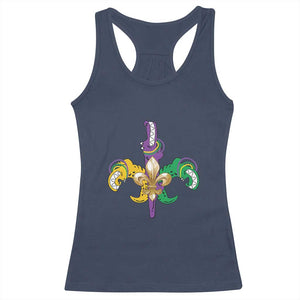 Mardi Gras Alligator Crocodiles Funny Fleur De Lis Racerback Tank Top TS09 Navy Print Your Wear