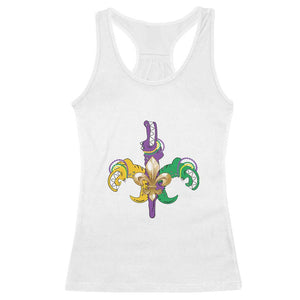 Mardi Gras Alligator Crocodiles Funny Fleur De Lis Racerback Tank Top TS09 White Print Your Wear