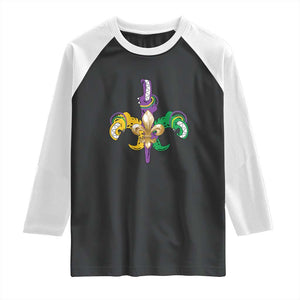 Mardi Gras Alligator Crocodiles Funny Fleur De Lis Raglan Shirt TS09 Black White Print Your Wear