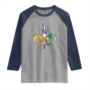 Mardi Gras Alligator Crocodiles Funny Fleur De Lis Raglan Shirt TS09 Sport Gray Navy Print Your Wear