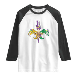 Mardi Gras Alligator Crocodiles Funny Fleur De Lis Raglan Shirt TS09 White Black Print Your Wear
