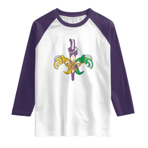 Mardi Gras Alligator Crocodiles Funny Fleur De Lis Raglan Shirt TS09 White Purple Print Your Wear