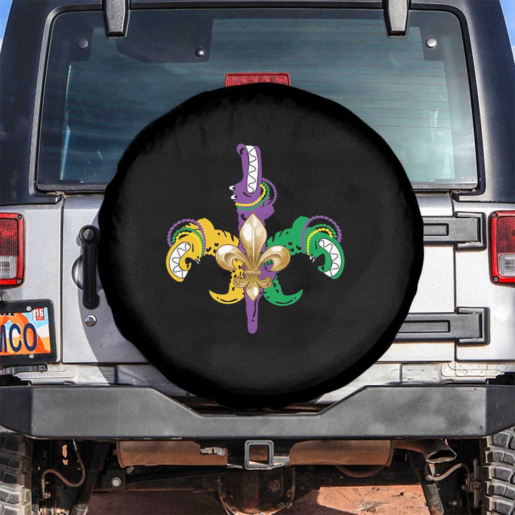 Mardi Gras Alligator Crocodiles Funny Fleur De Lis Spare Tire Cover TS09 No hole Black Print Your Wear