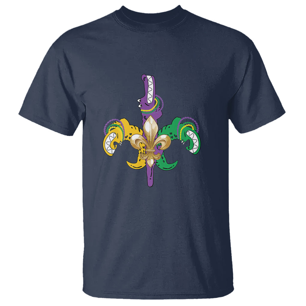 Mardi Gras Alligator Crocodiles Funny Fleur De Lis T Shirt TS09 Navy Printyourwear