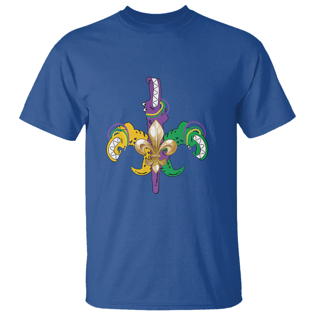 Mardi Gras Alligator Crocodiles Funny Fleur De Lis T Shirt TS09 Royal Blue Printyourwear