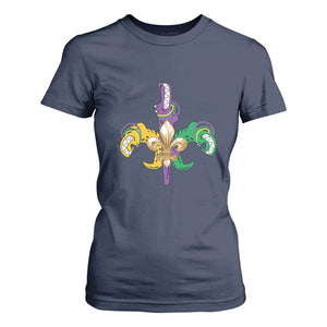 Mardi Gras Alligator Crocodiles Funny Fleur De Lis T Shirt For Women TS09 Navy Print Your Wear
