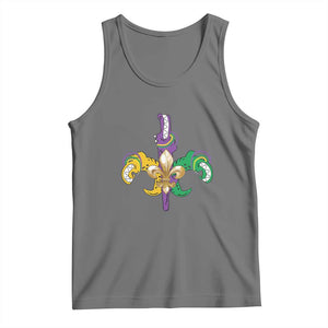 Mardi Gras Alligator Crocodiles Funny Fleur De Lis Tank Top TS09 Black Heather Print Your Wear