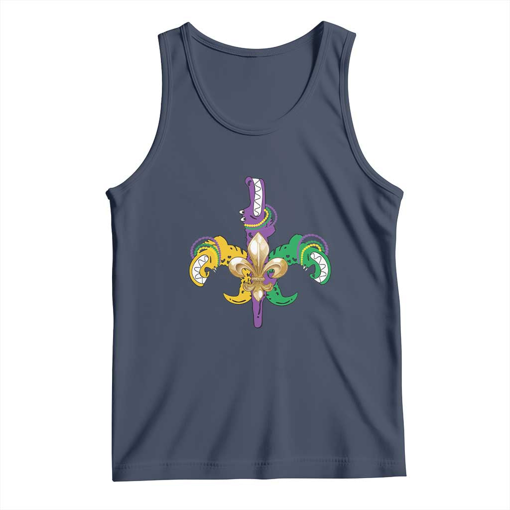 Mardi Gras Alligator Crocodiles Funny Fleur De Lis Tank Top TS09 Navy Print Your Wear