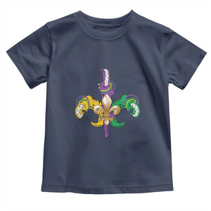 Mardi Gras Alligator Crocodiles Funny Fleur De Lis Toddler T Shirt TS09 Navy Print Your Wear