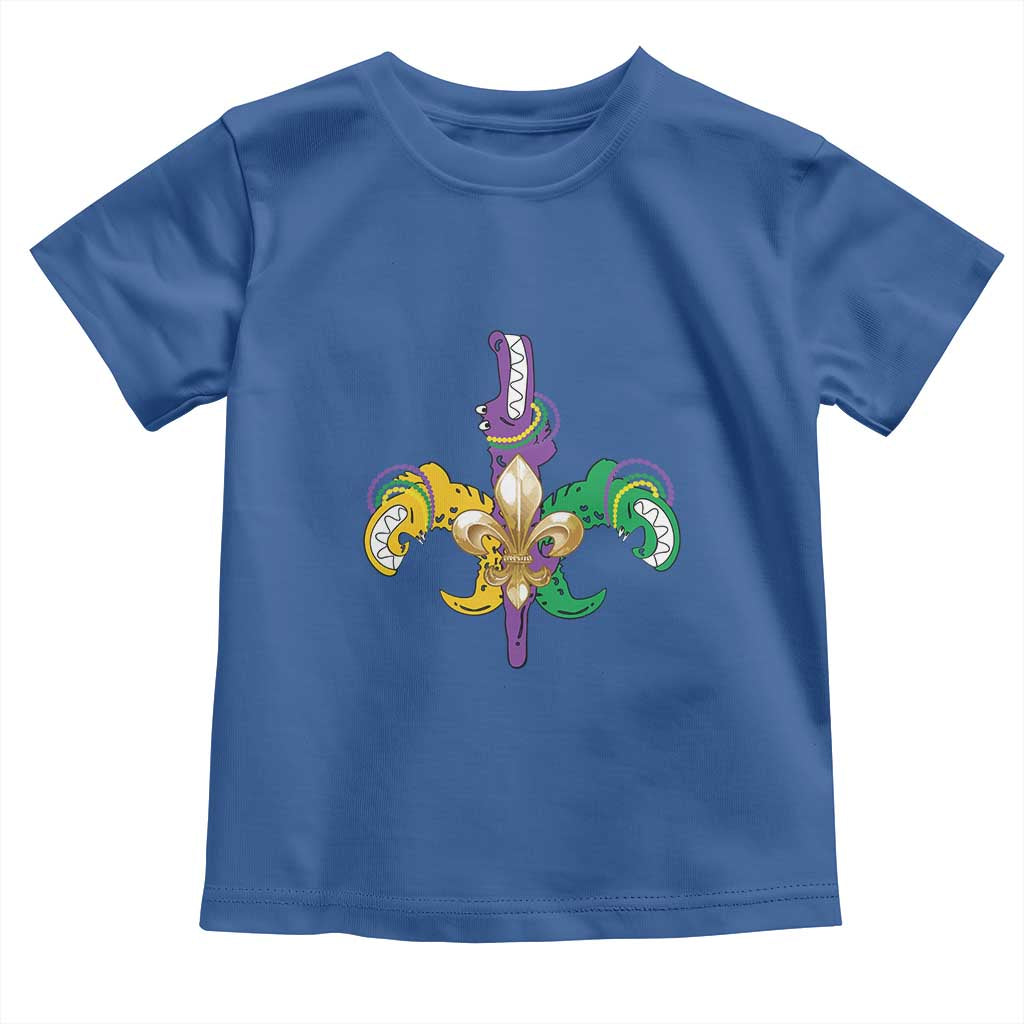 Mardi Gras Alligator Crocodiles Funny Fleur De Lis Toddler T Shirt TS09 Royal Blue Print Your Wear
