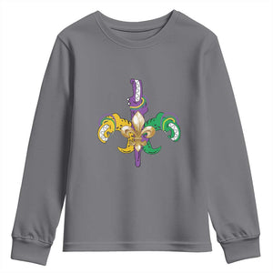 Mardi Gras Alligator Crocodiles Funny Fleur De Lis Youth Sweatshirt TS09 Charcoal Print Your Wear