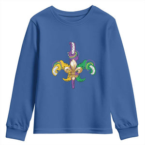 Mardi Gras Alligator Crocodiles Funny Fleur De Lis Youth Sweatshirt TS09 Royal Blue Print Your Wear