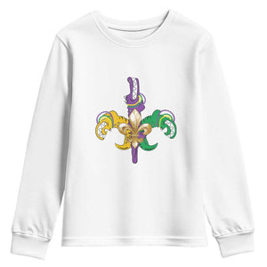 Mardi Gras Alligator Crocodiles Funny Fleur De Lis Youth Sweatshirt TS09 White Print Your Wear