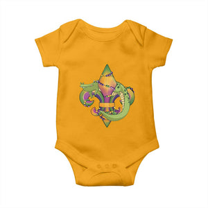 Mardi Gras Alligator Crocodiles Fleur De Lis Baby Onesie TS09 Gold Print Your Wear