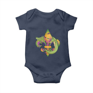 Mardi Gras Alligator Crocodiles Fleur De Lis Baby Onesie TS09 Navy Print Your Wear
