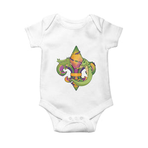 Mardi Gras Alligator Crocodiles Fleur De Lis Baby Onesie TS09 White Print Your Wear
