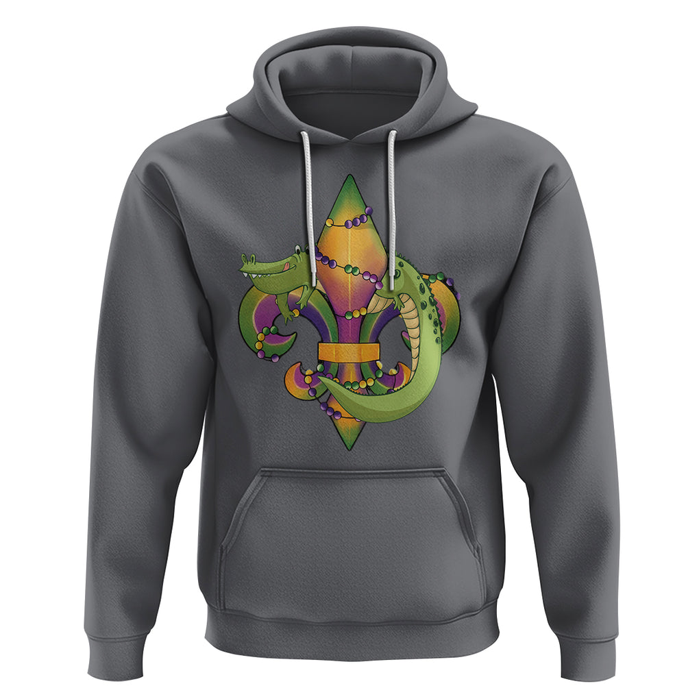 Mardi Gras Alligator Crocodiles Fleur De Lis Hoodie TS09 Charcoal Printyourwear