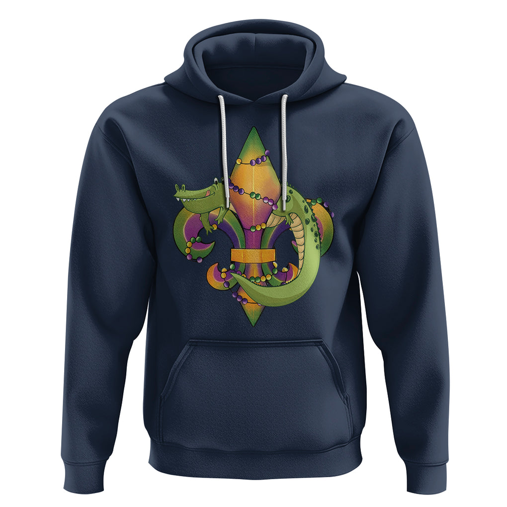 Mardi Gras Alligator Crocodiles Fleur De Lis Hoodie TS09 Navy Printyourwear