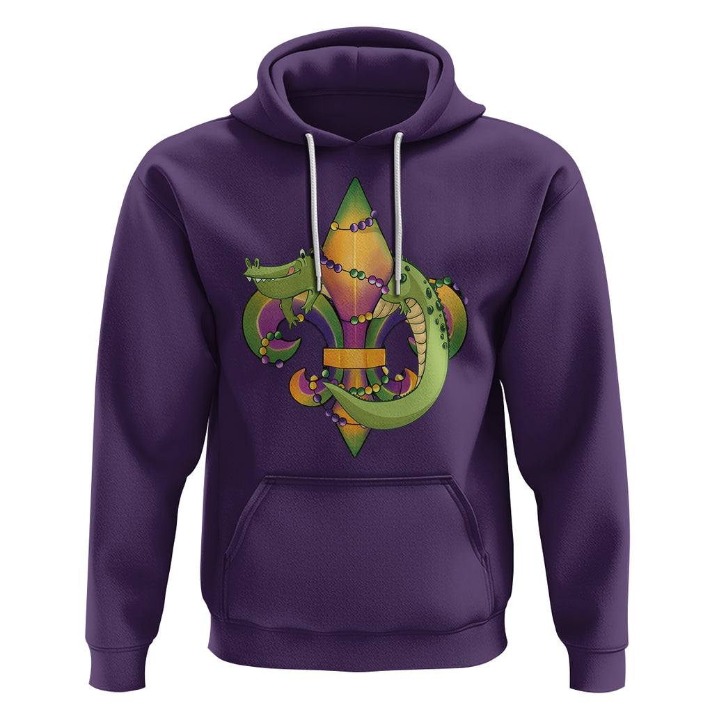 Mardi Gras Alligator Crocodiles Fleur De Lis Hoodie TS09 Purple Printyourwear